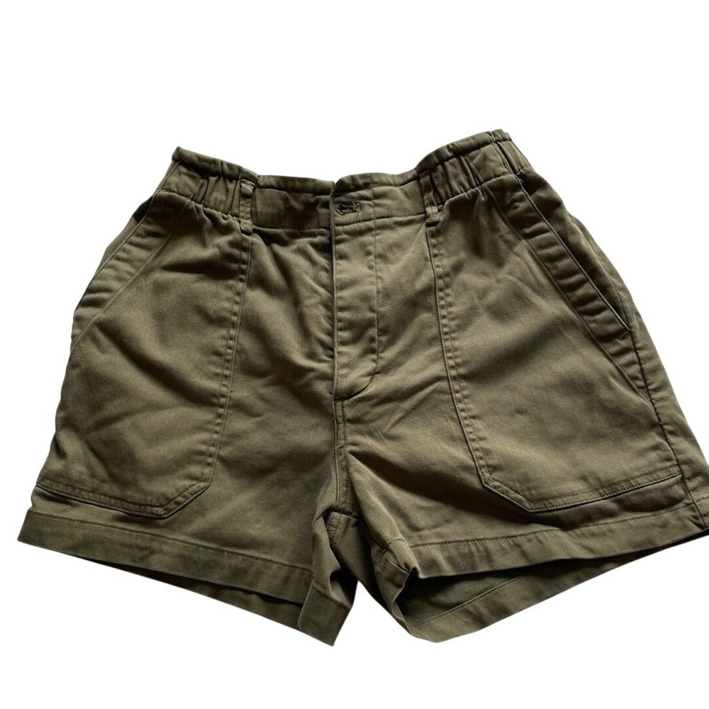 Eddie Bauer Women Olive Green Utility Shorts High Rise Paperbag Elastic Waist XS